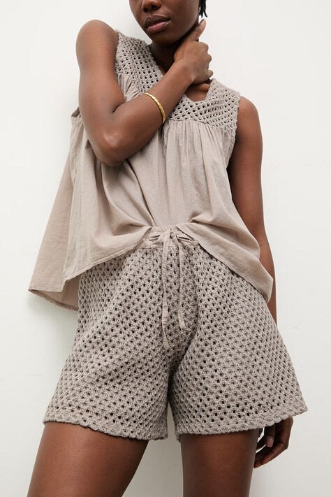 Answear.LAB szorty damskie bawełniane beżowe high waist