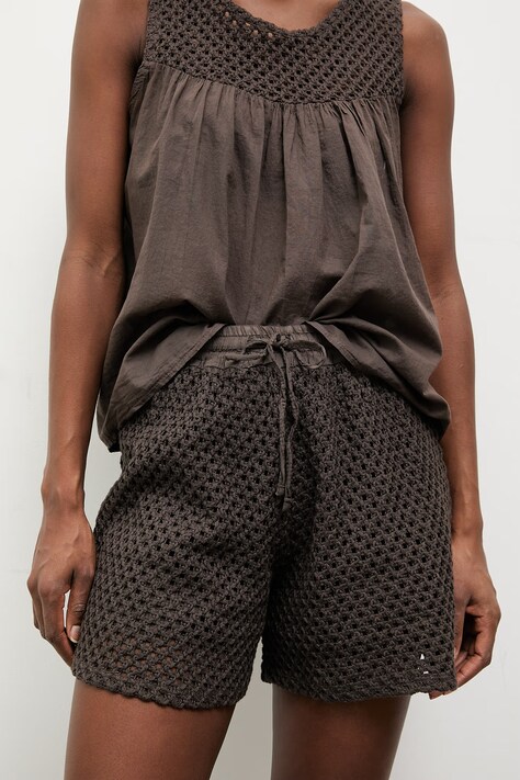 Answear.LAB szorty damskie bawełniane brązowe high waist