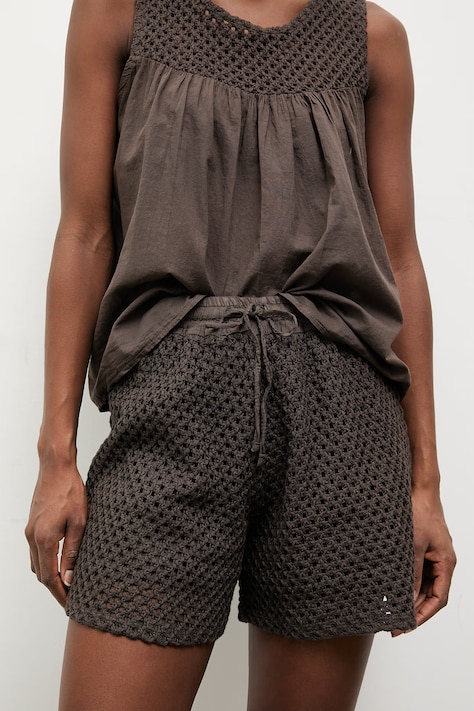 Answear.LAB szorty damskie bawełniane brązowe high waist