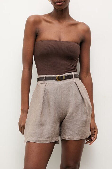 Answear.LAB szorty damskie lniane beżowe high waist