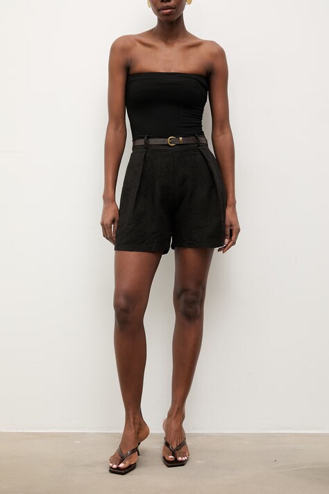 Answear.LAB szorty damskie lniane czarne high waist