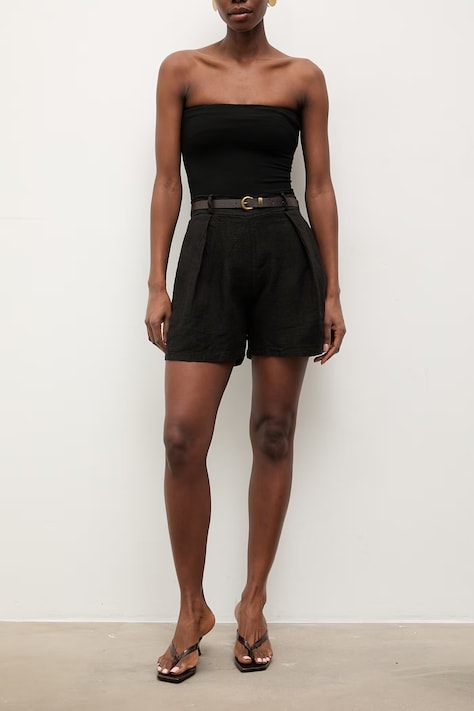 Answear.LAB szorty damskie lniane czarne high waist