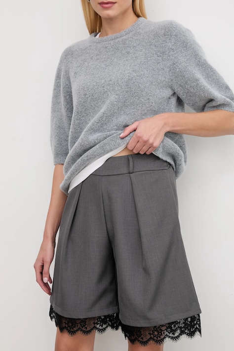 Answear.LAB szorty damskie kolor szary gładkie high waist