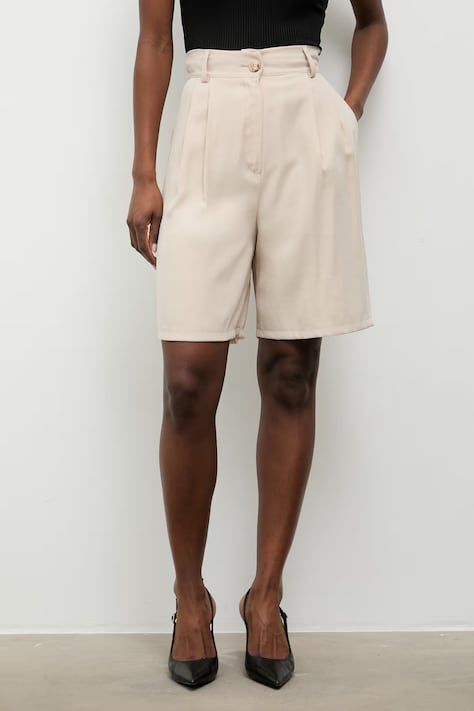 Answear.LAB szorty eleganckie damskie z wiskozą beżowe high waist