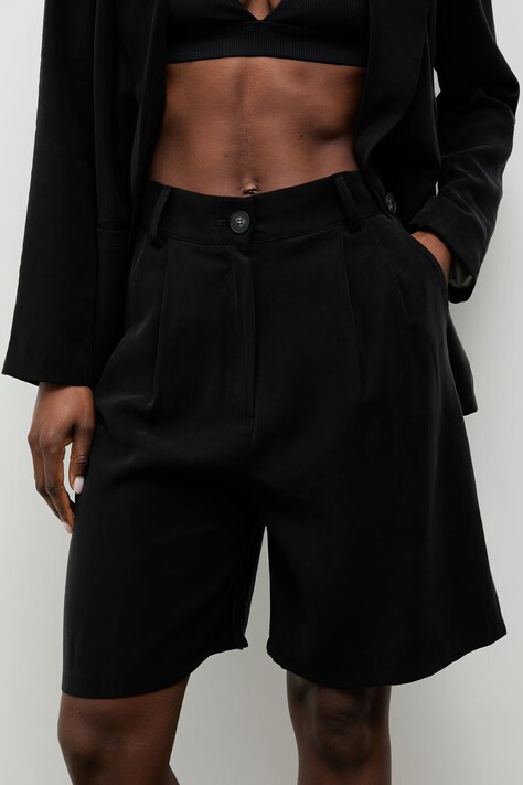 Answear.LAB szorty eleganckie damskie z wiskozą czarne high waist