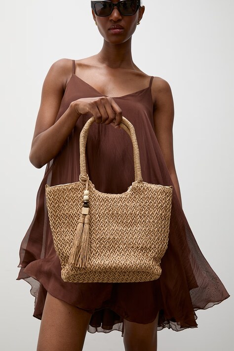 Answear.LAB geantă crossbody pentru femei împletită maro