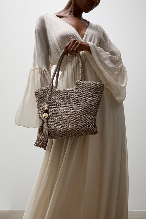 Answear.LAB geantă crossbody pentru femei împletită maro