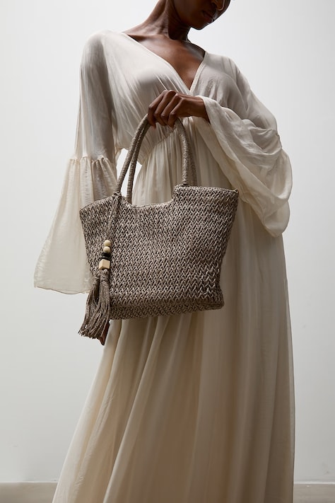 Answear.LAB geantă crossbody pentru femei împletită maro
