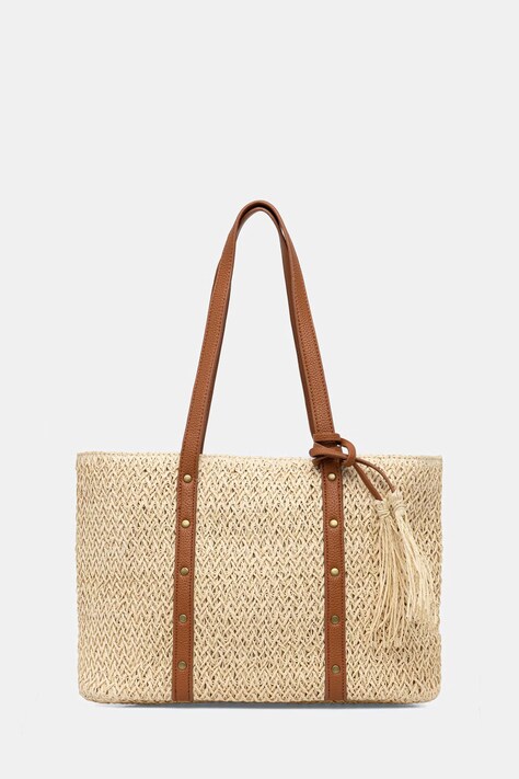 Answear.LAB torebka shopper damska pleciona beżowa