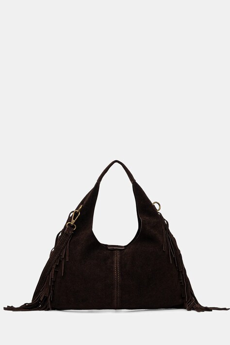 Answear.LAB torebka zamszowa kolor brązowy