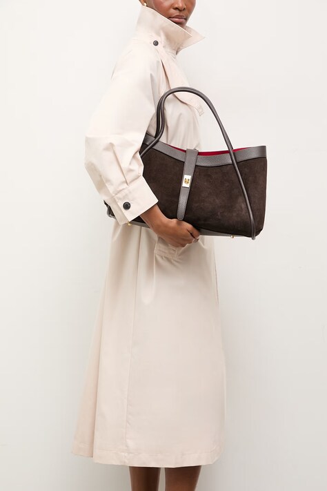 Answear.LAB geanta de mana din piele intoarsa culoarea maro