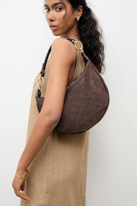 Answear.LAB geantă de mână din piele întoarsă Unscripted Collection culoarea maro