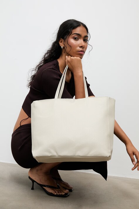 Answear.LAB torebka shopper damska skórzana beżowa