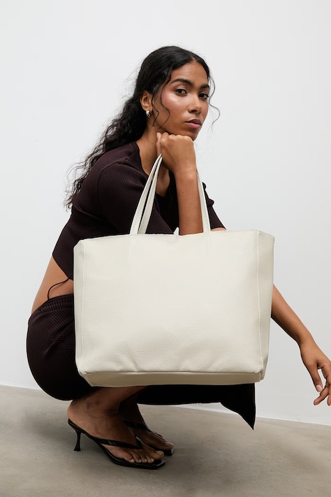 Answear.LAB torebka shopper damska skórzana beżowa