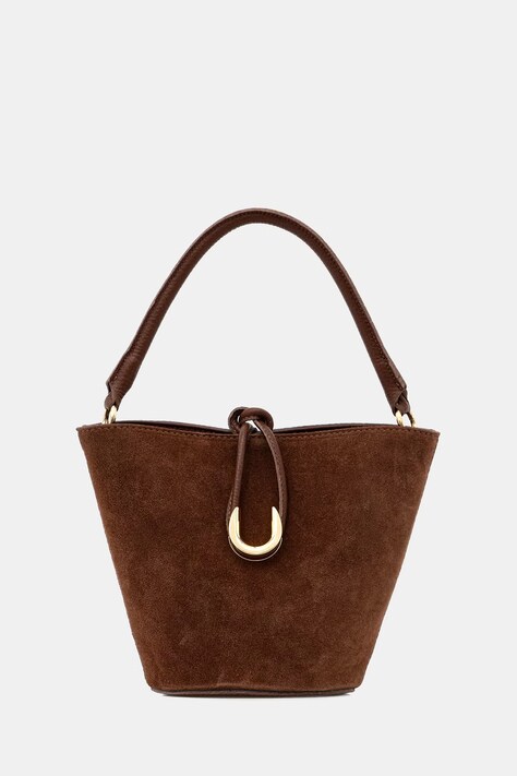 Answear.LAB torebka kuferek damska zamszowa brązowa