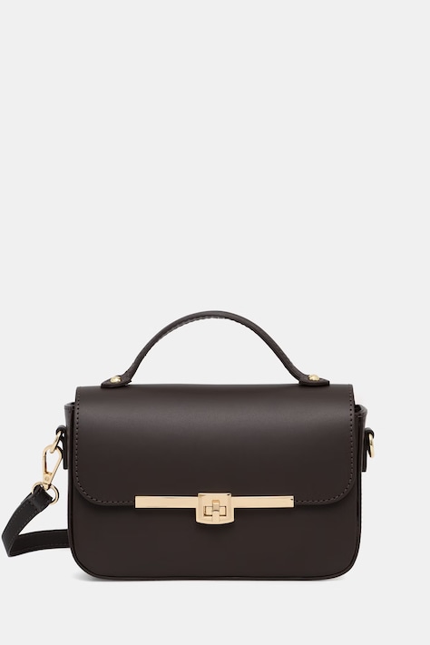 Answear.LAB чанта crossbody дамска от кожа кафява