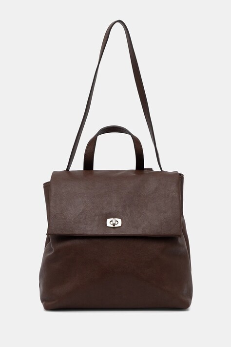 Answear.LAB plecak skórzany damski kolor brązowy mały gładki