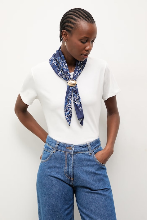 Answear.LAB t-shirt damski bawełniany z elastanem granatowy