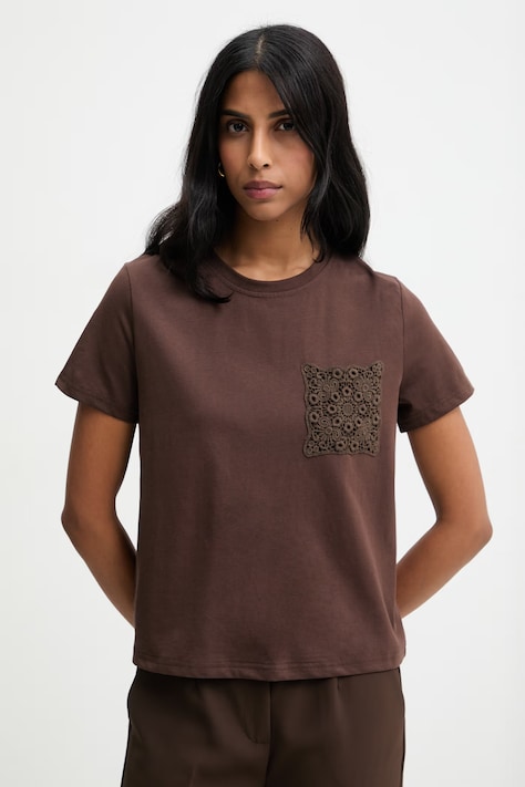 Answear.LAB t-shirt damski kolor brązowy