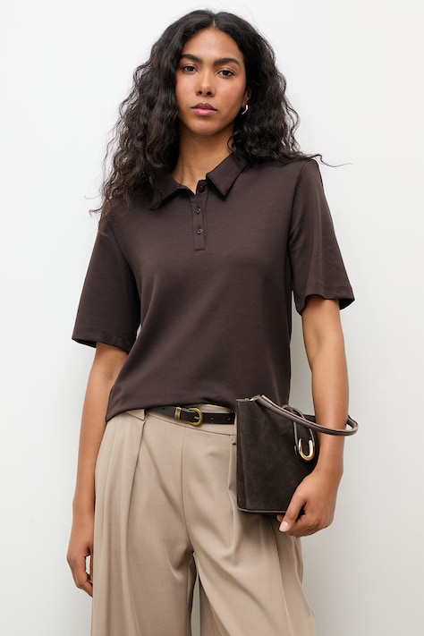 Answear.LAB polo damskie z wiskozą brązowe