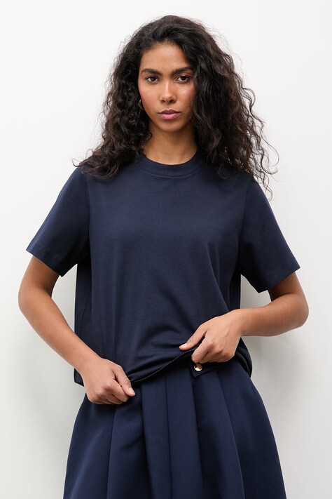 Answear.LAB t-shirt basic damski bawełniany granatowy