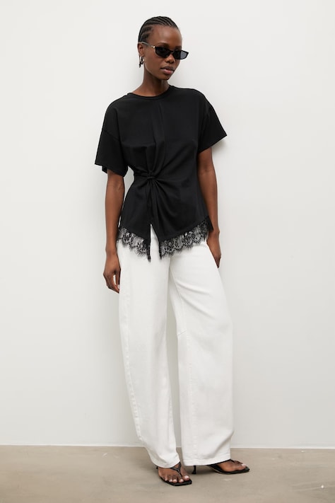 Answear.LAB T-shirt damski z bawełną czarny