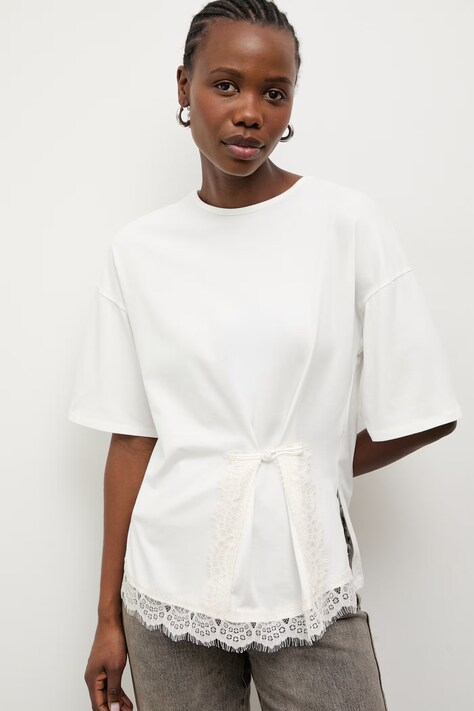 Answear.LAB T-shirt damski bawełniany z elastanem biały