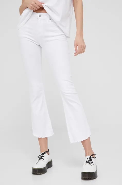 Answear Lab jeansi femei, culoarea alb, medium waist