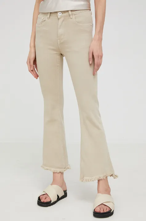 Kalhoty Answear Lab dámské, béžová barva, přiléhavé, medium waist