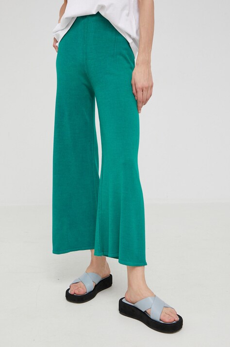 Answear Lab pantaloni  femei, culoarea verde, lat, high waist