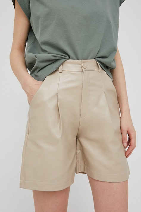 Answear Lab szorty damskie kolor beżowy gładkie high waist