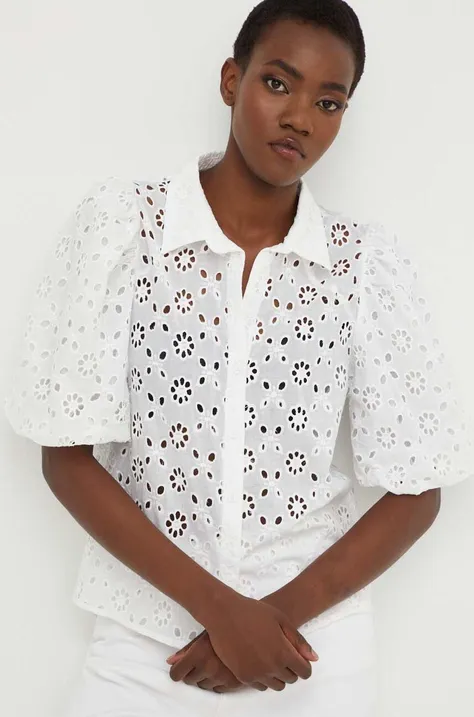 Answear Lab koszula bawełniana X kolekcja limitowana BE SHERO damska kolor biały