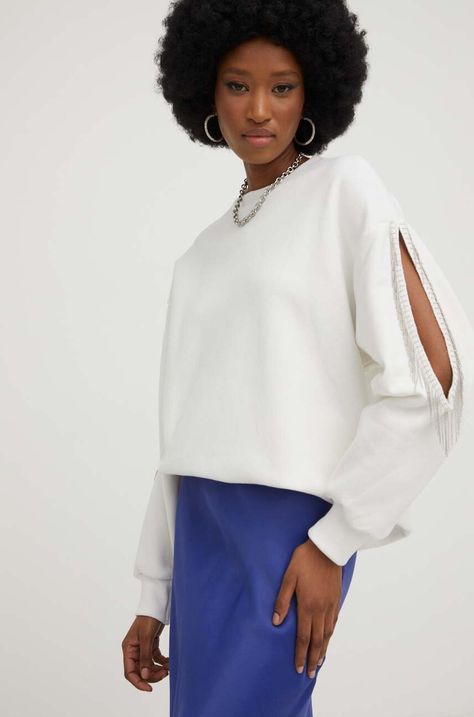 Answear Lab bluza bawełniana damska kolor biały z aplikacją