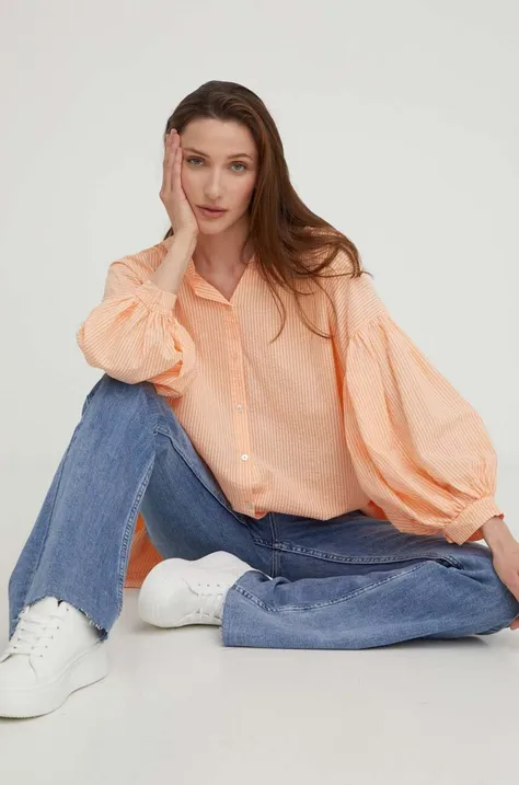 Хлопковая рубашка Answear Lab женская цвет оранжевый relaxed