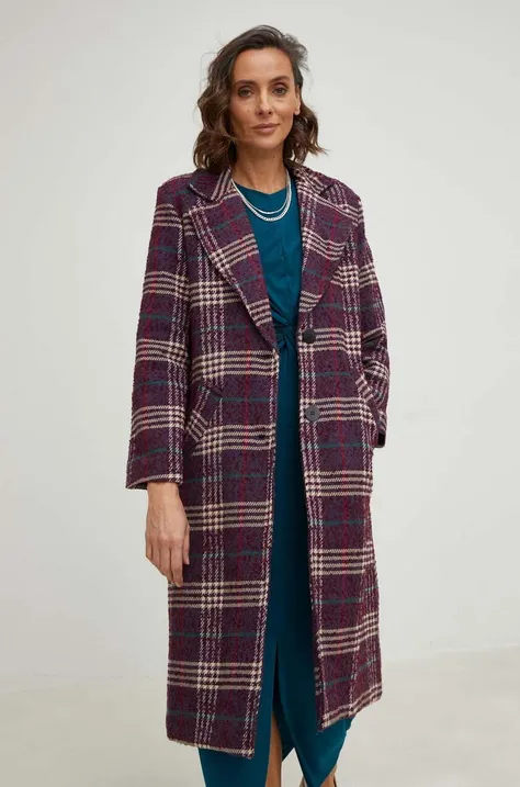 Answear Lab palton din lana culoarea violet, de tranzitie