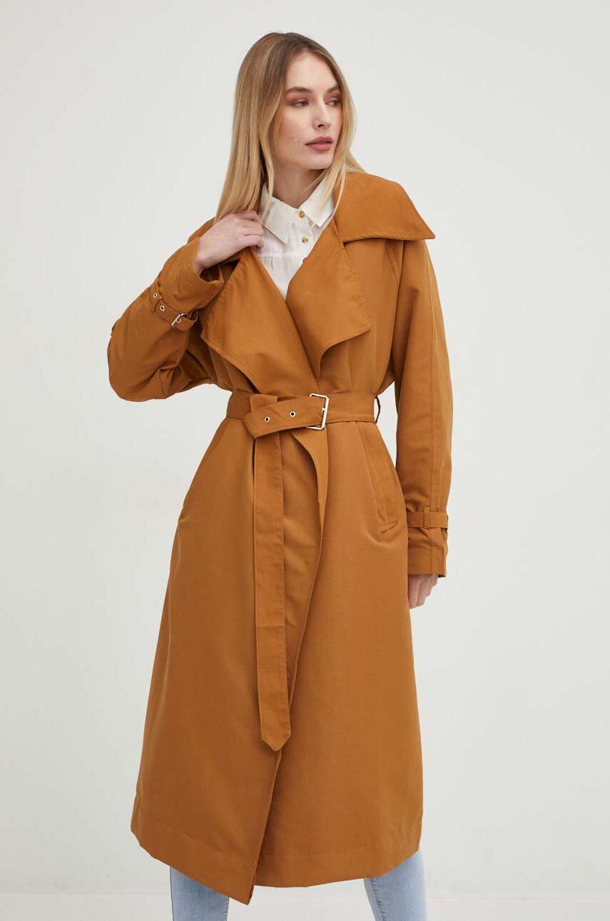 Trench kabt Answear Lab dmsk, hnd barva, pechodn, oversize