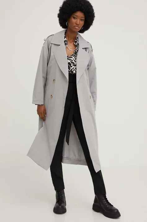 Пальто Answear Lab жіноче колір сірий перехідне двобортне