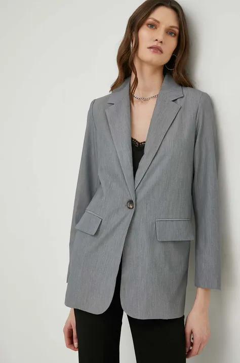 Пиджак Answear Lab цвет серый однобортный меланж