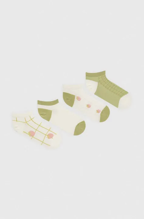 Ponožky Answear Lab 4-pak dámske, zelená farba