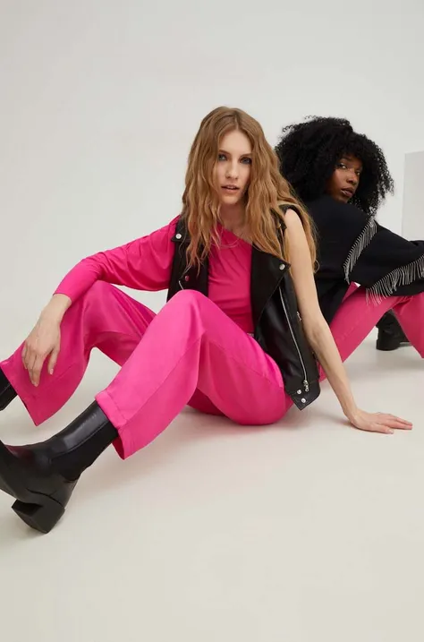 Παντελόνι Answear Lab  X limited collection SISTERHOOD χρώμα: ροζ