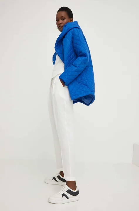 Answear Lab spodnie z lnem kolor biały fason chinos high waist