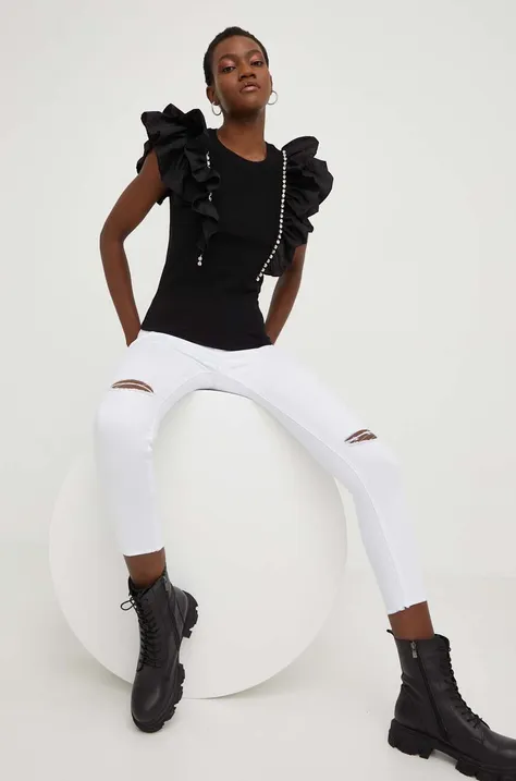 Answear Lab spodnie X kolekcja limitowana SISTERHOOD damskie kolor biały