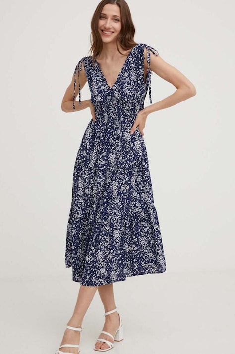 Answear Lab rochie culoarea bleumarin, mini, evazată