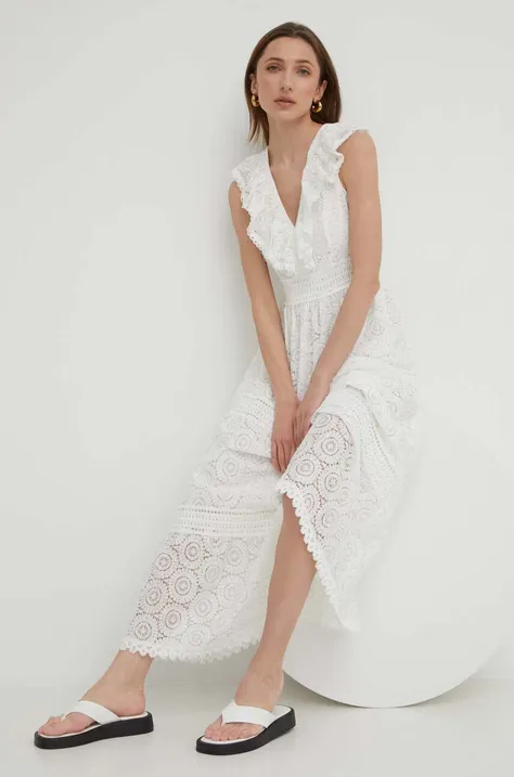 Answear Lab sukienka X kolekcja limitowana BE SHERO kolor biały maxi rozkloszowana