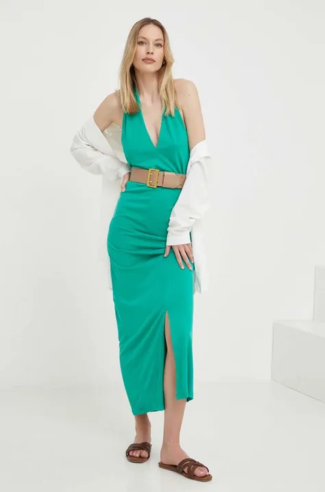 Платье Answear Lab цвет зелёный maxi прямое