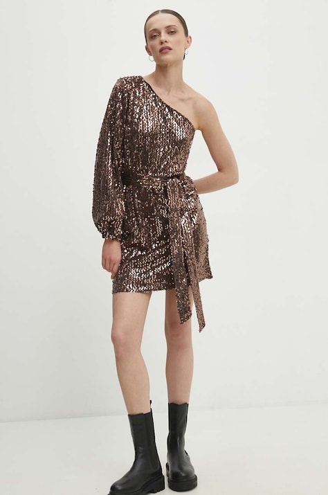 Answear Lab rochie culoarea auriu, mini, dreaptă