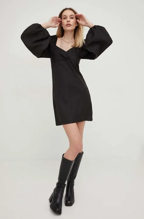 Answear Lab sukienka kolor czarny mini rozkloszowana