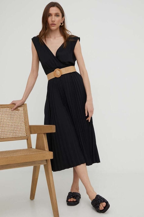 Answear Lab rochie culoarea negru, midi, evazată