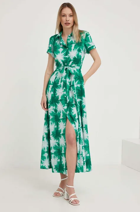 Платье Answear Lab цвет зелёный maxi расклешённое