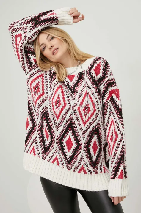 Пуловер с вълна Answear Lab дамски в червено от топла материя